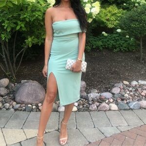 Elegant Strapless Green Dress